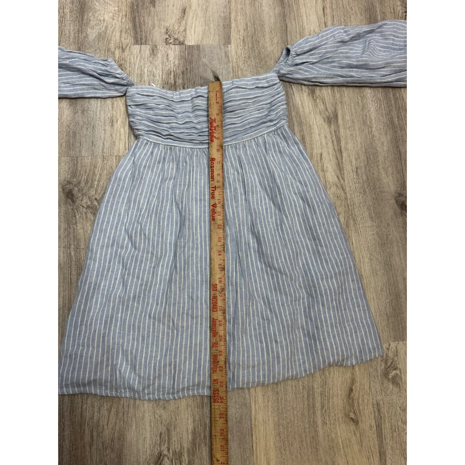 Abercrombie Fitch Emerson Off Shoulder Striped Smocked Mini Dress Size XS - Image 6