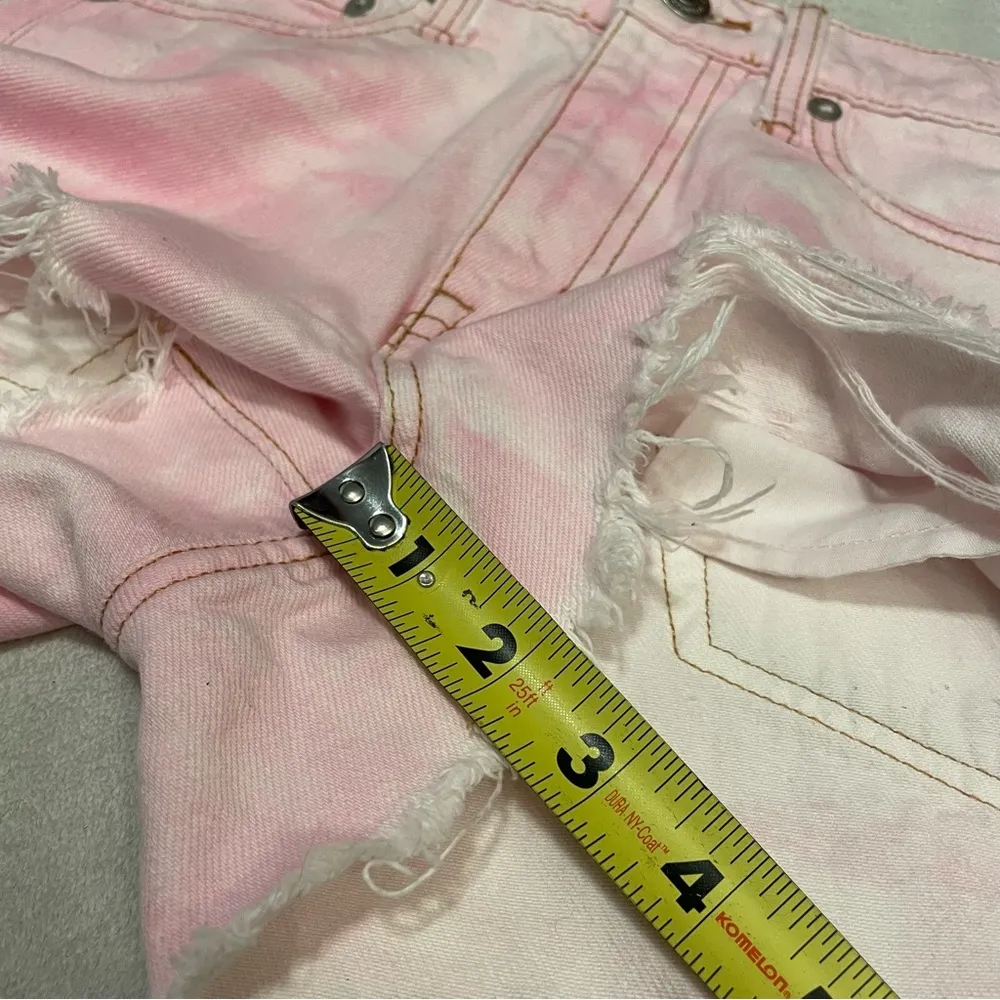 Aeropostale high rise Shorty Denim Shorts Tie Dye pink 000 - Image 13