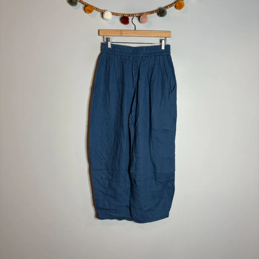United Colors of Benetton blue Pure Linen cropped pants - Image 4