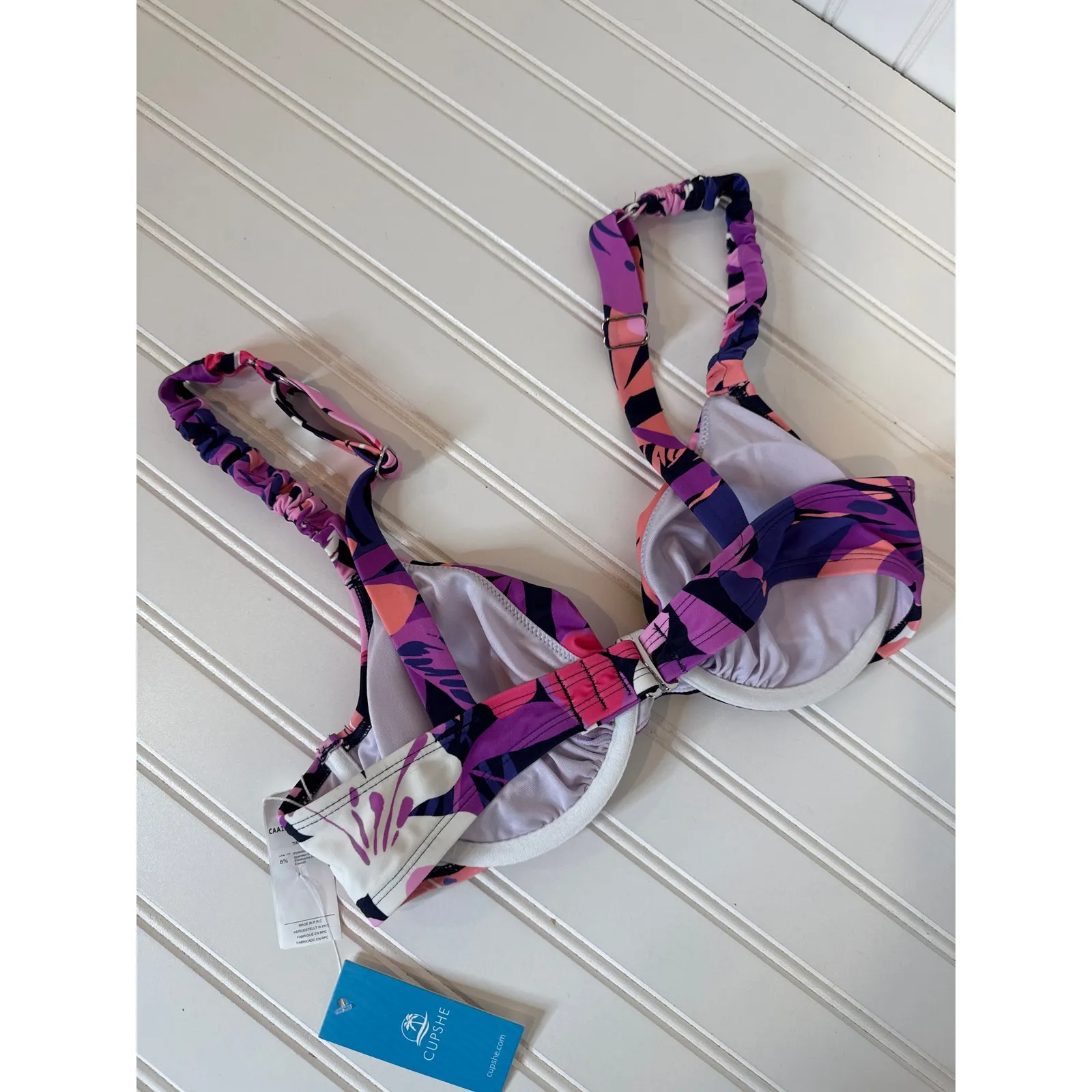 NWT Cupshe LOT of 3 Swimming Tops - Orange Green Purple Beach Surf Bundle Size M - Image 6