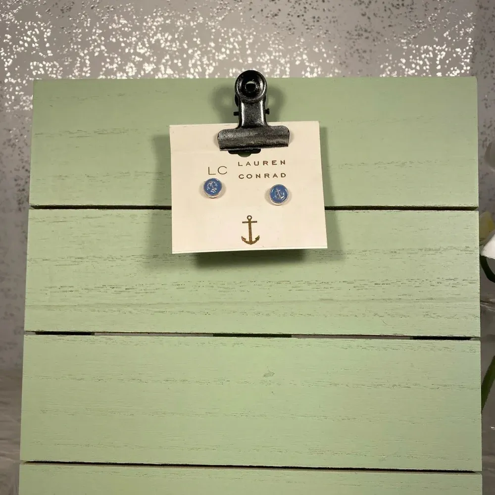 🆕 LC Lauren Conrad Silver & Blue Anchor Earrings - Image 2