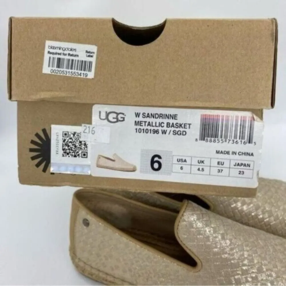 Ugg Womens Sandrinne Metallic Leather Espadrille Slip On Shoes - Image 2