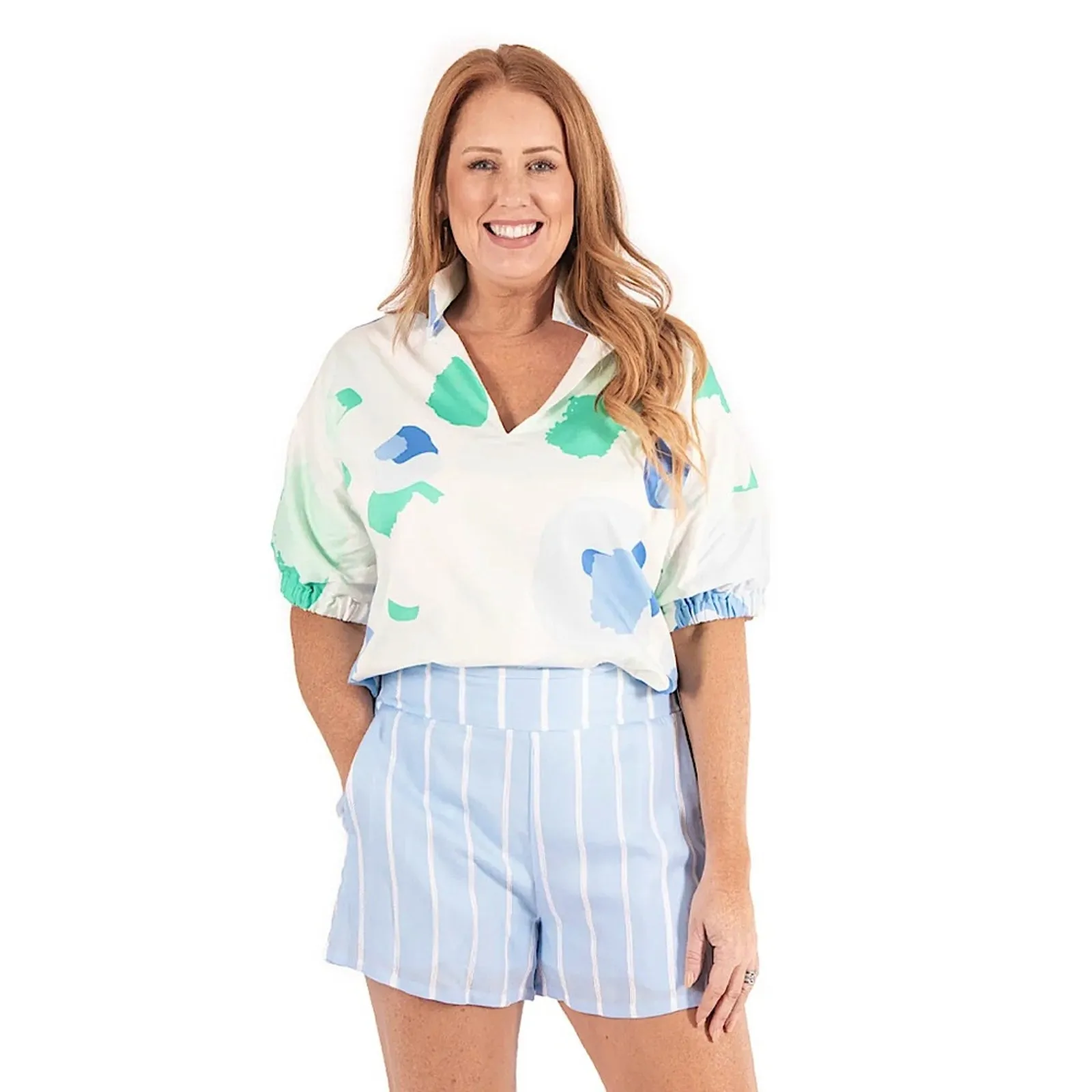 Emily McCarthy Hampton Stripe Everyday Dress Shorts in Light Blue Size Large - Image 12