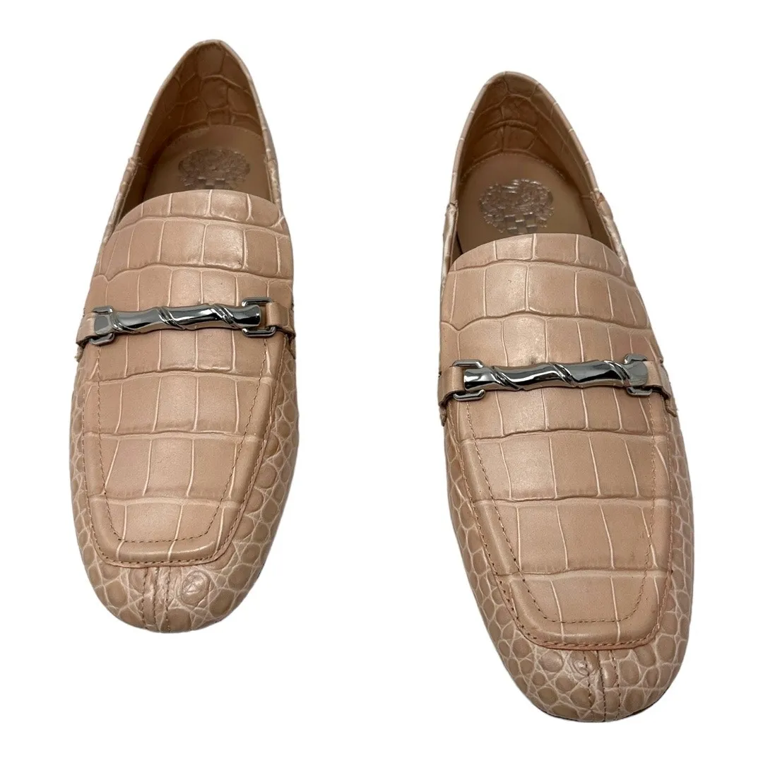 Vince Camuto Perenna Croc Embossed Nude Leather Loafers Size 8.5 - Image 2