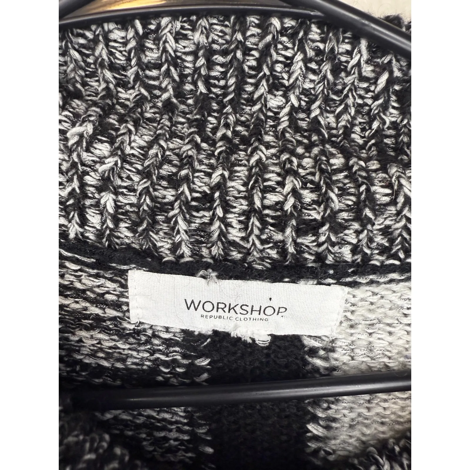 Workshop Republic Clothing Black Gray Color Block Cowl Neck Sweater - Image 3