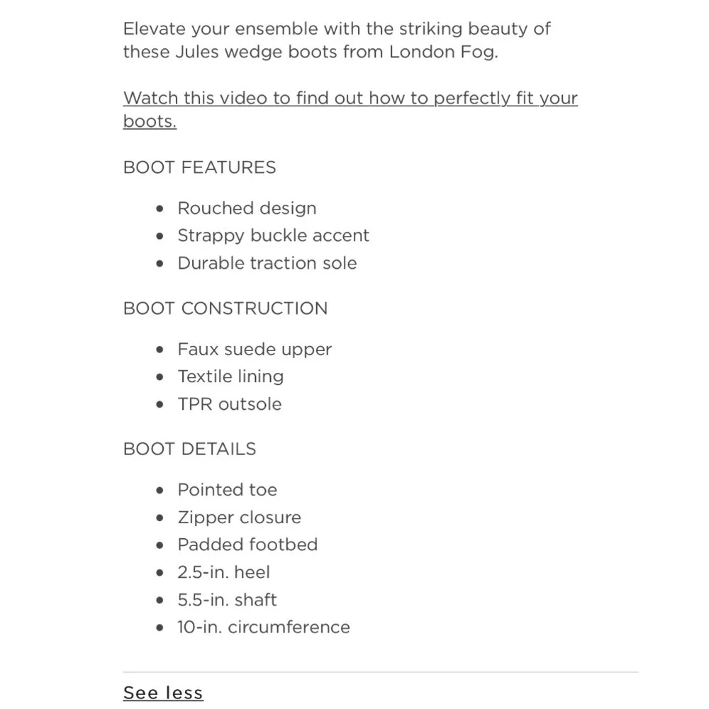 London Fog Jules Wedge Ankle Boots Rouched Strappy Buckle Brown 6 1/2 Faux Suede - Image 6