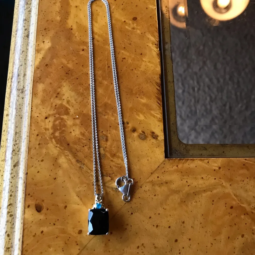 Natural Black Jade Sterling Silver Necklace - Image 4