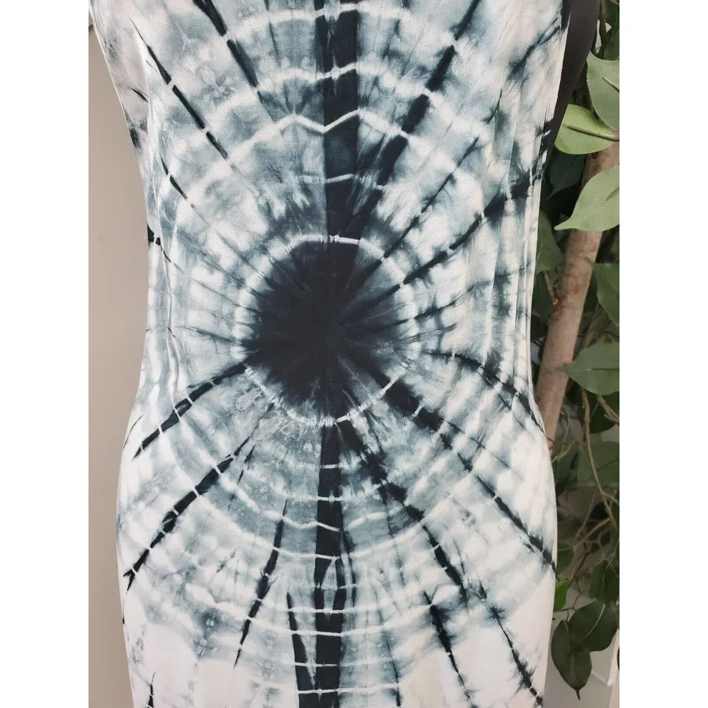 Boutique Hot & Delicious Tie Dye Rayon Square Neck Strappy Long Maxi Dress M - Image 3