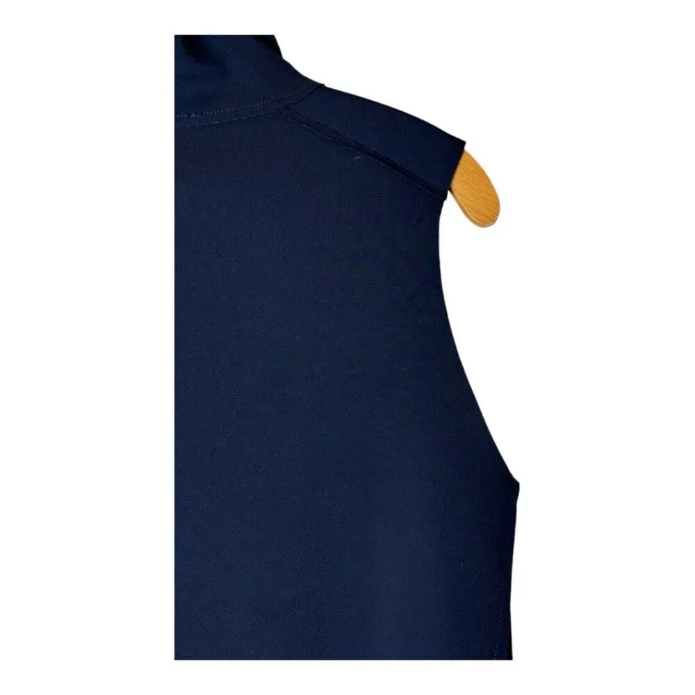 Zara Dress Women‎ Medium Blue Black Mock Neck Neoprene Sleeveless Shift Mini - Image 6