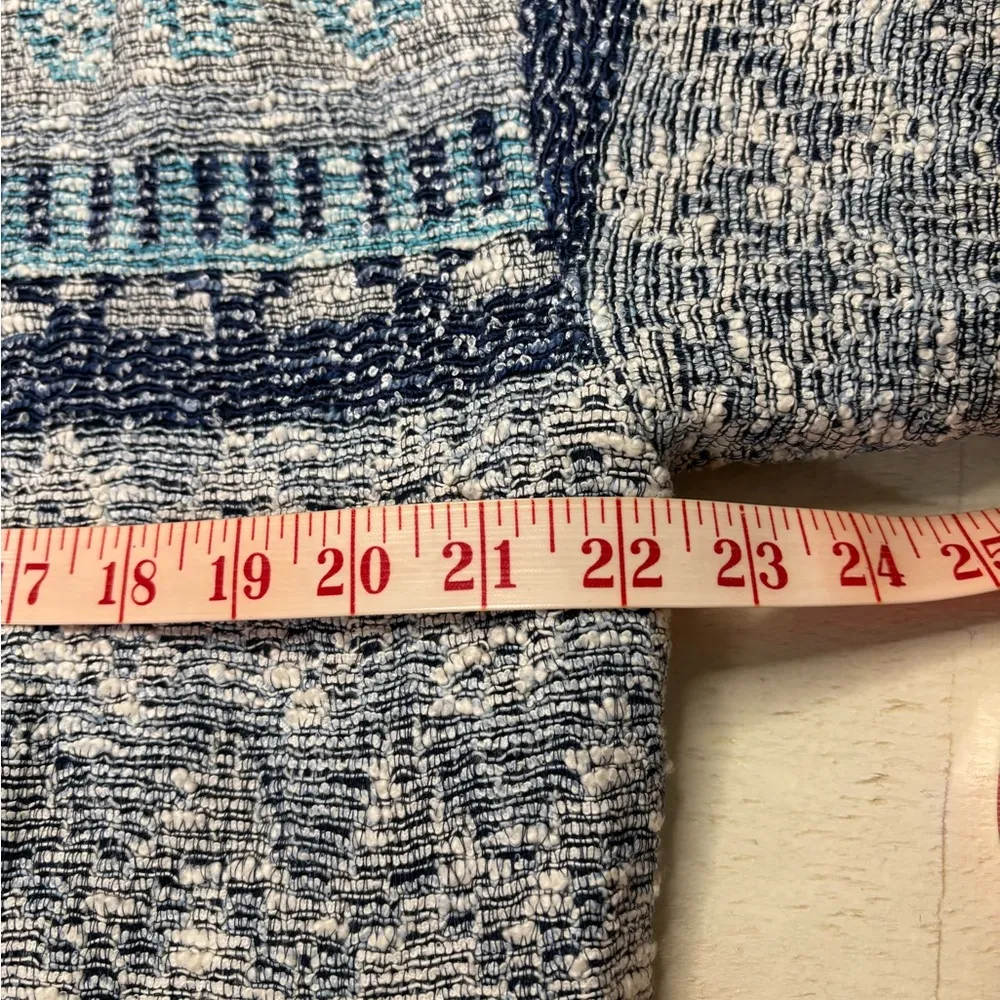 Zara Bloggers Fave Blue Coat Size Medium Jacket Open Front Blazer Boucle Tweed - Image 4