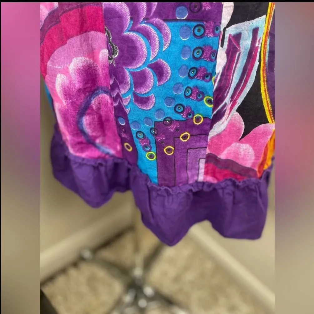 Boho Multicolor Halter Dress Patchwork Print One Size Fits Most‎ Festival Beach Purple - Image 5