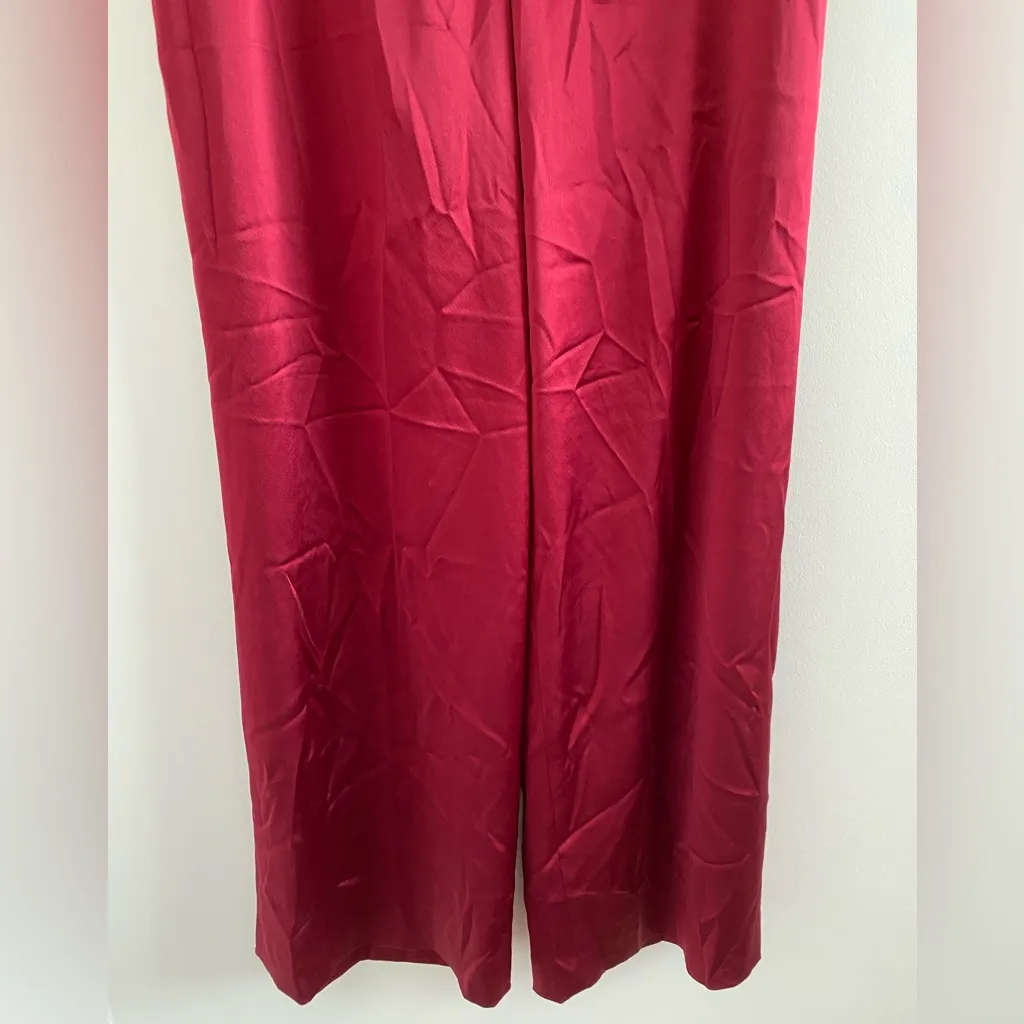 Lafayette 148 New York Scarlet Red Satin Wide - Image 8