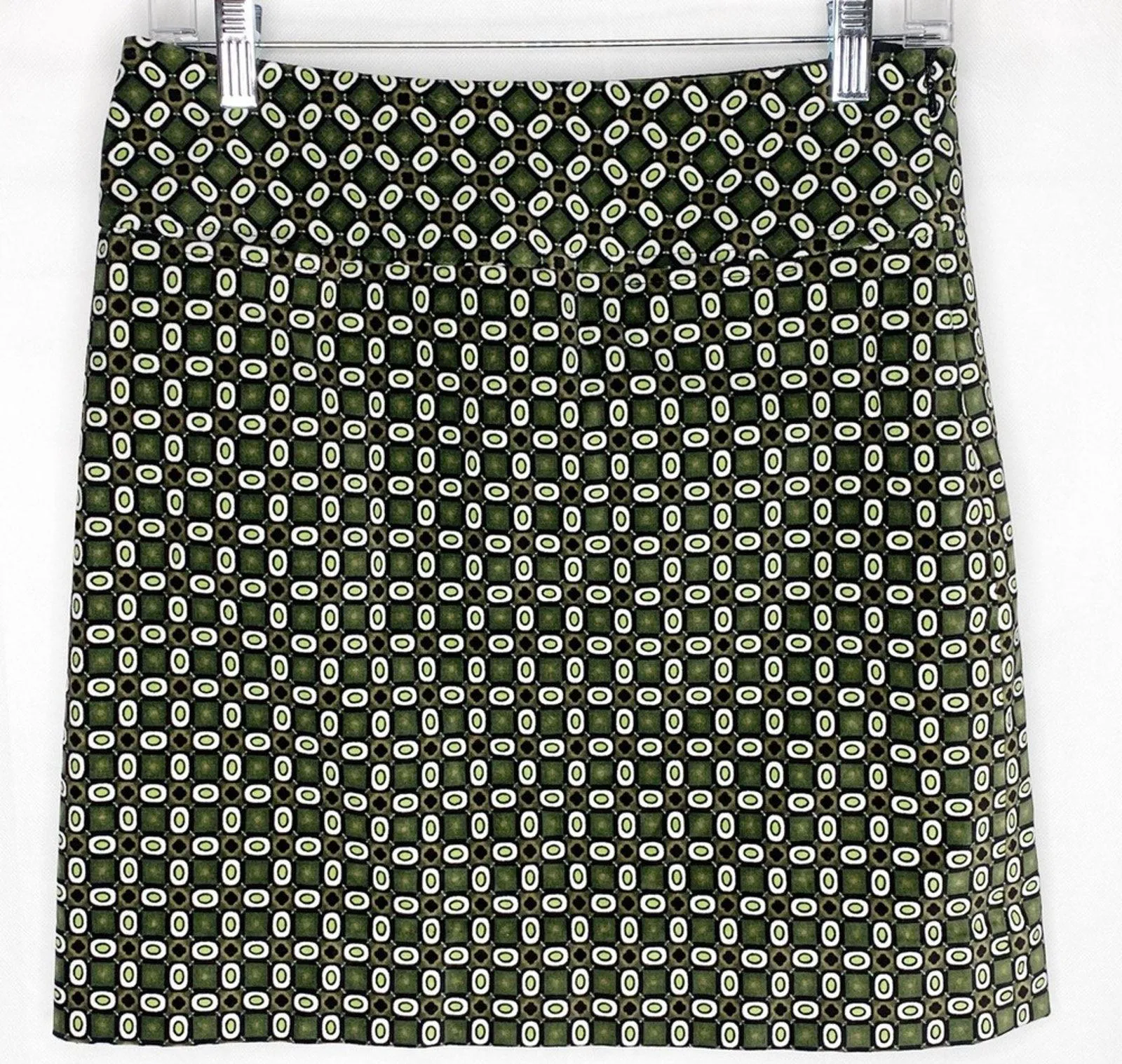 Etcetera Geometric Avocado Velvet Mini Pencil Skirt Size 4 - Image 2
