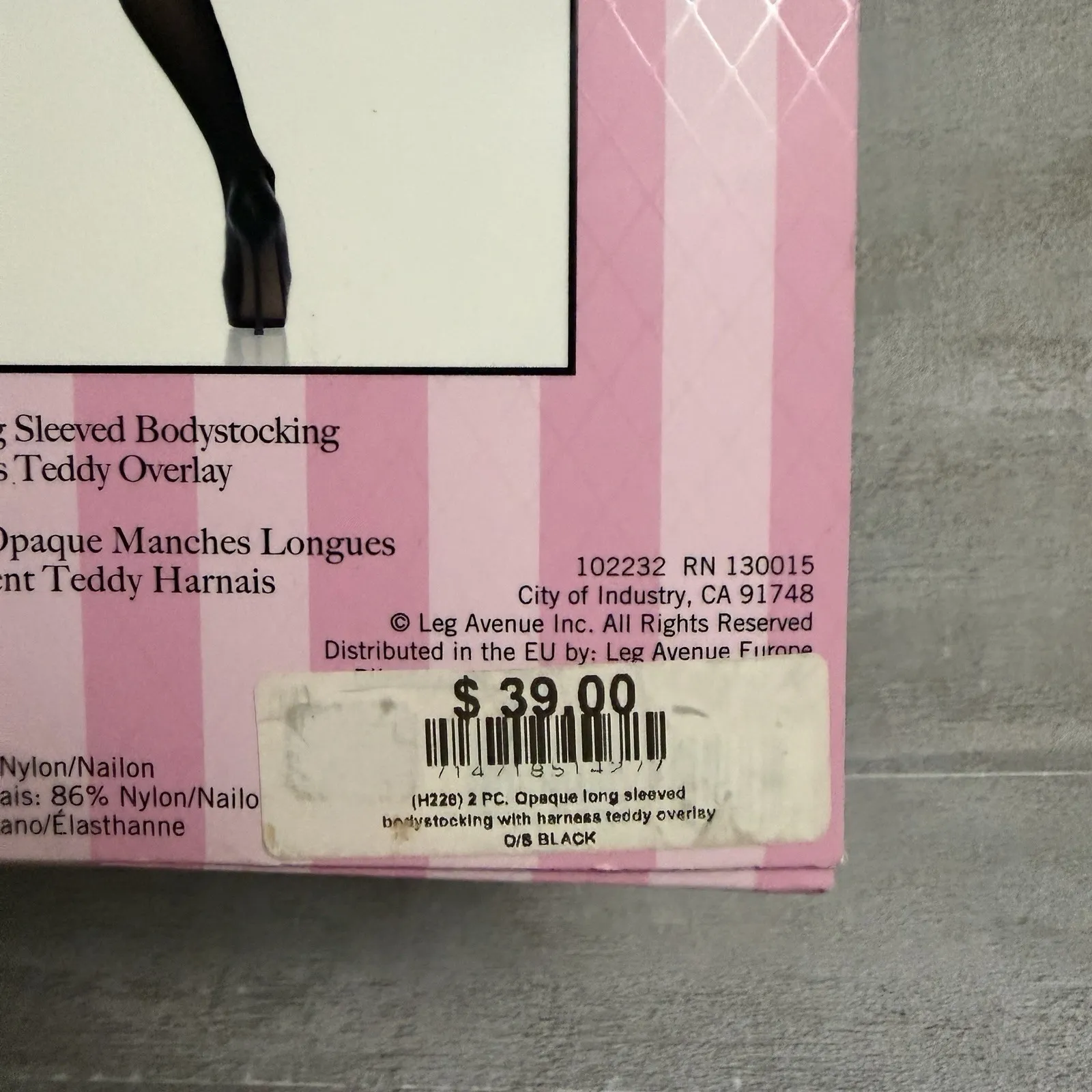 2 Piece Opaque Long Sleeve Bodystockings w/ Harness Teddy Overlay, Model 89151 - Image 6