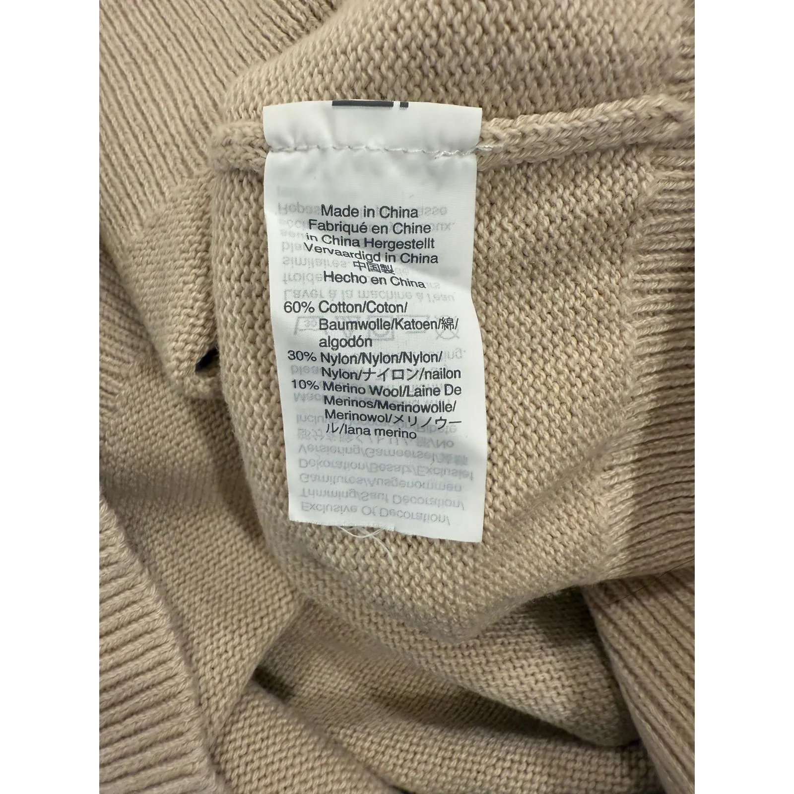 J. Crew Mercantile Sweater Womens Large Tan Knit Merino Wool Ribbon Bow Sleeve - Image 6