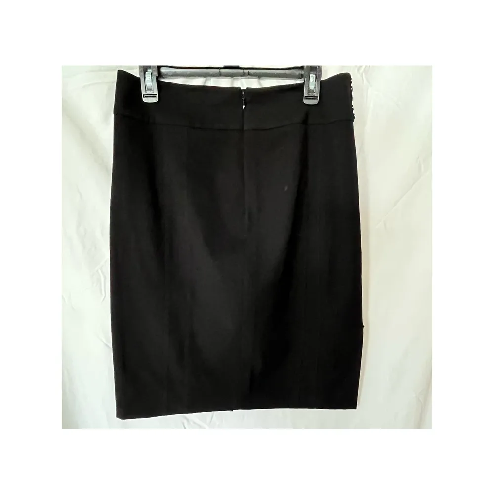 White House Black Market Pencil Skirt Black Side slit buttons Zip Closure 10 - Image 2