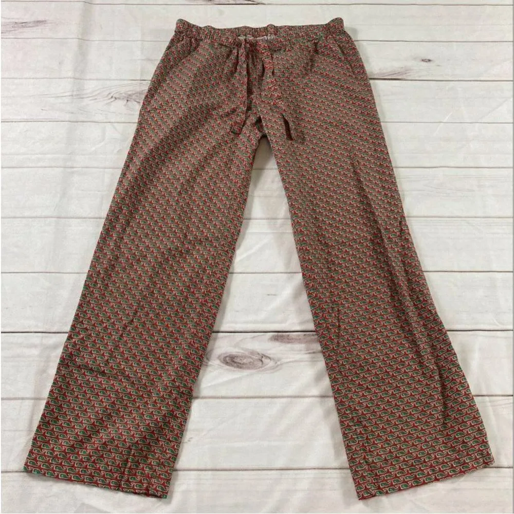 Vineyard Vines Unisex Red & Green Whale Logo Elastic Waistband Pajama Lounge Pan - Image 2