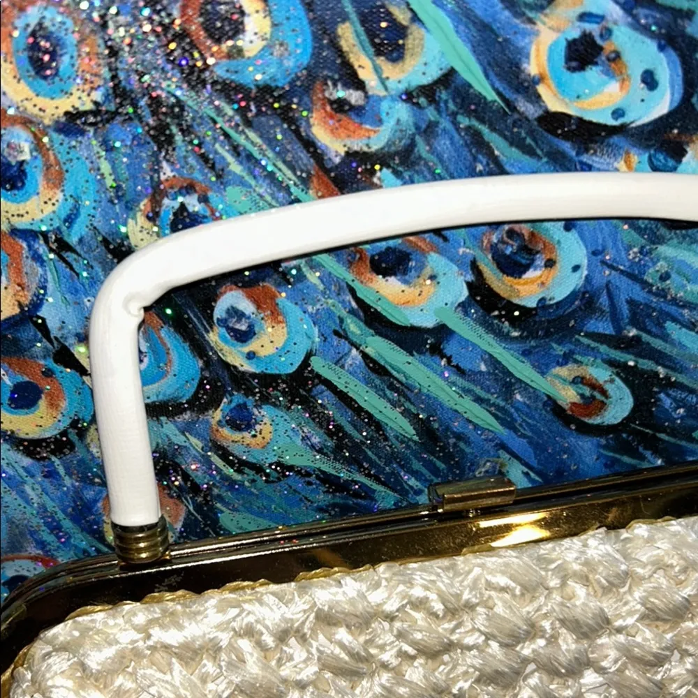 Vintage Elegant Cream Clutch Bag Gold - Image 11