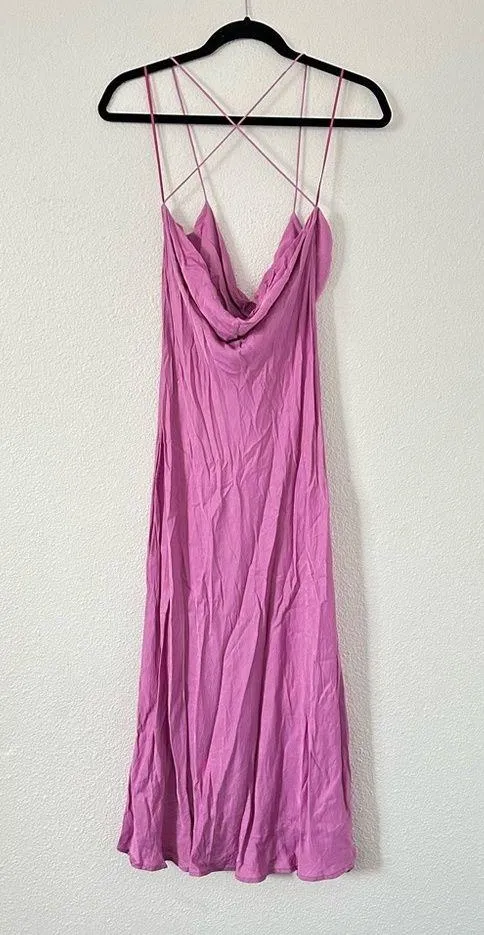 SATIN LINGERIE STYLE DRESS bloggers favorite cowl neck midi dress sz M - Image 6
