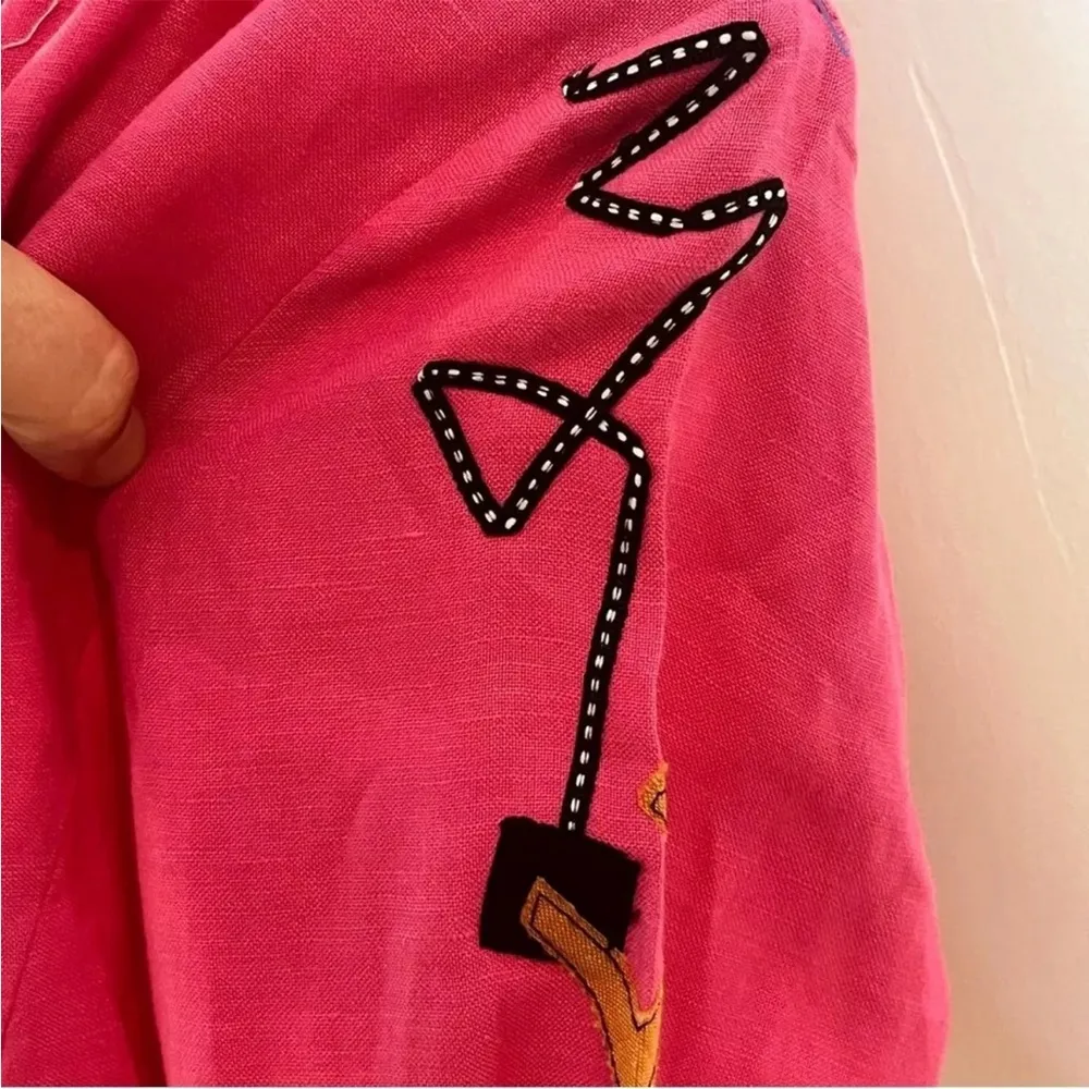 Canvasbacks Vintage Linen Blend Abstract 80s Cropped Blazer Barbie Pink M Size M - Image 6