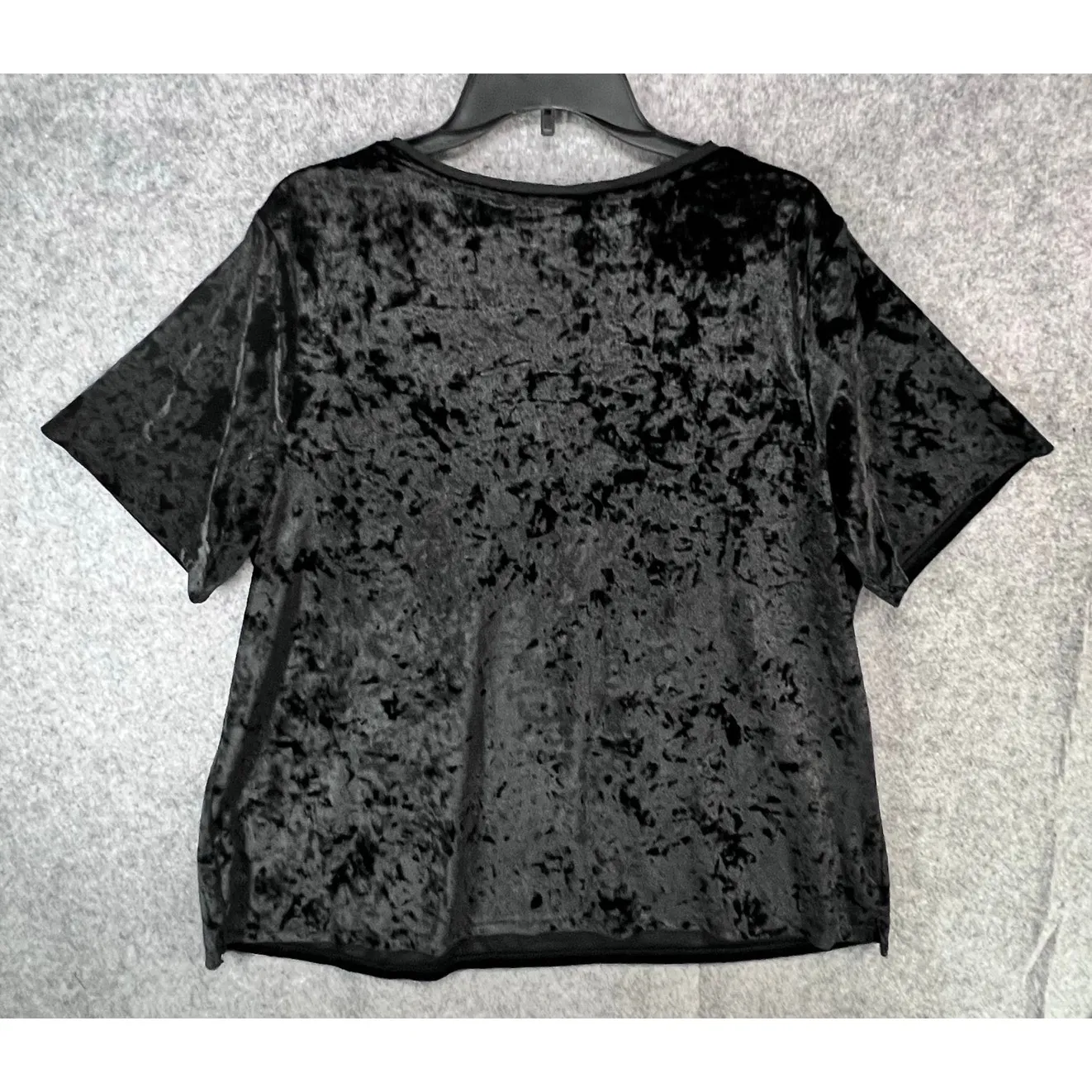 Evri Tee Top Womens 1X Black Crushed Velvet Short Sleeve Shirt Casual Whimsygoth - Image 4