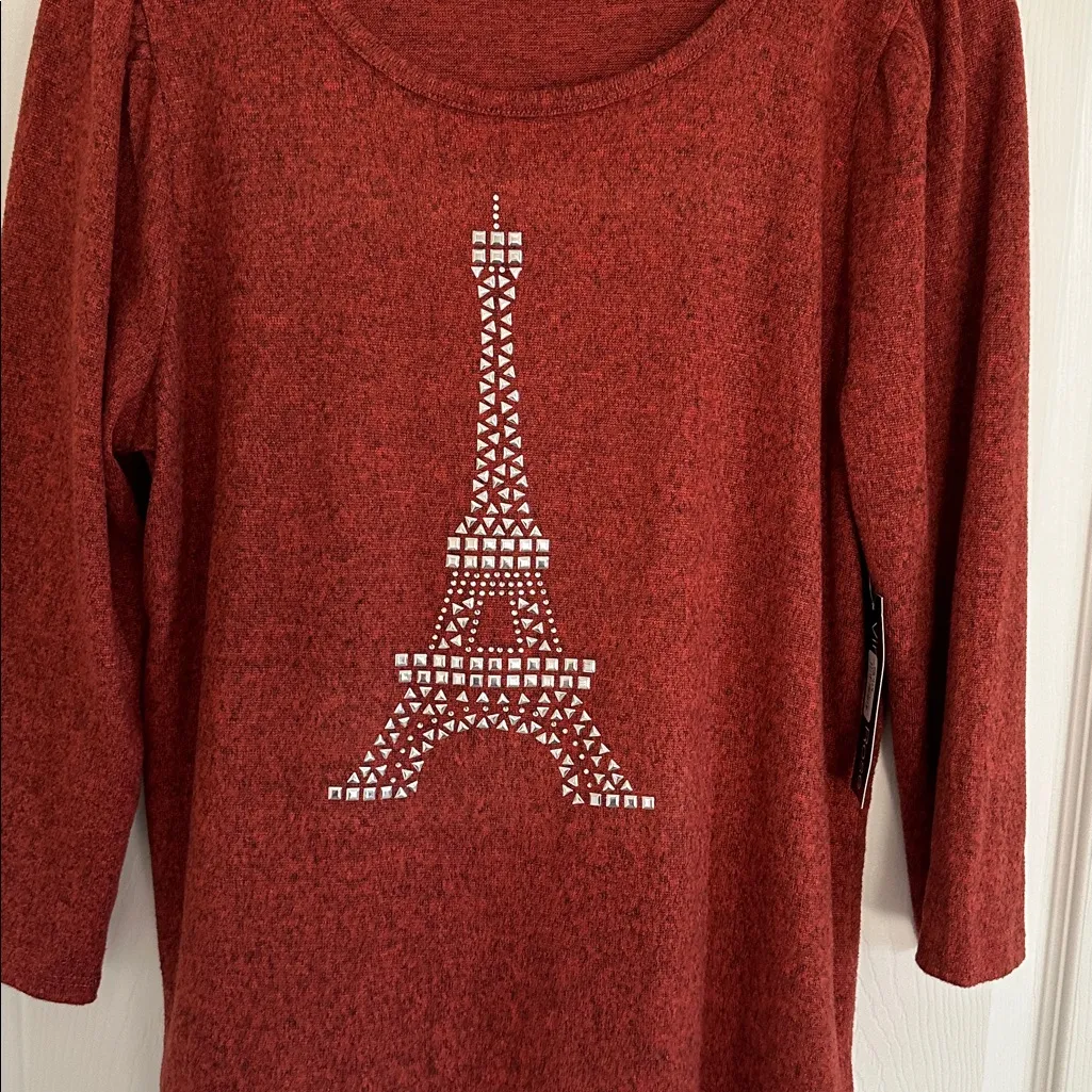 Vintage Rose Eiffel Tower Top NWT Orange Size M - Image 2