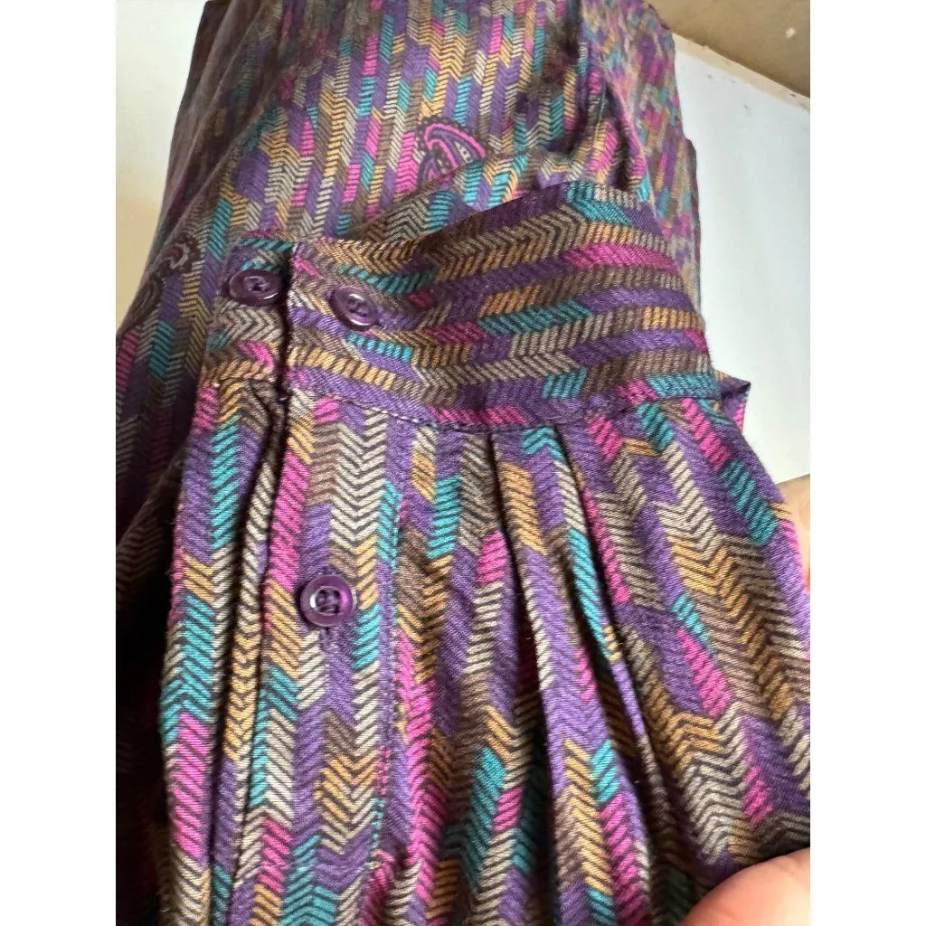 Diane Von Furstenberg‎ Shirt Women 16 Purple Paisley Retro Vintage Button Down - Image 8