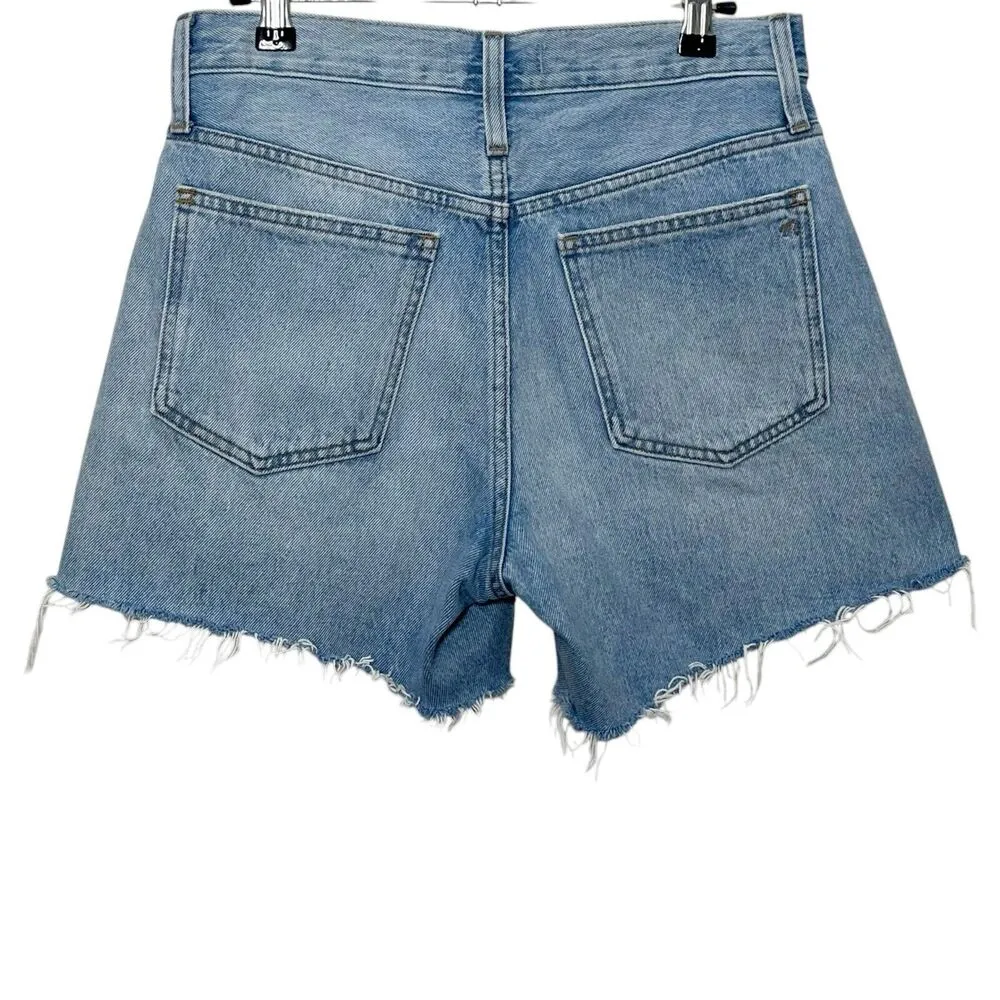 Madewell Relaxed Mid Length Denim Shorts Selton Wash Ripped High Rise Size 24 - Image 3