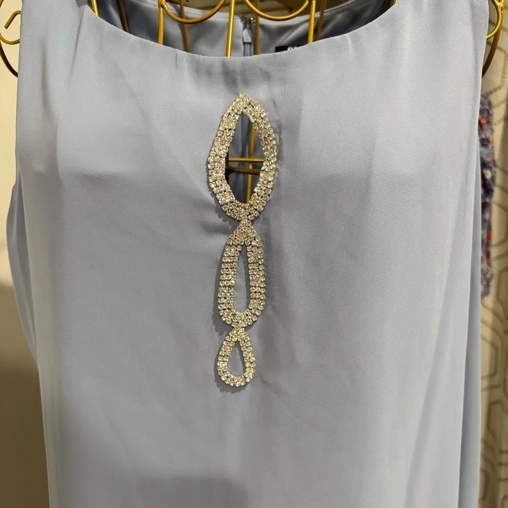 SLNY Fashions Women's Rhinestone Beaded 2 piece Sleeveless Cape Dress Size 16P - Image 8