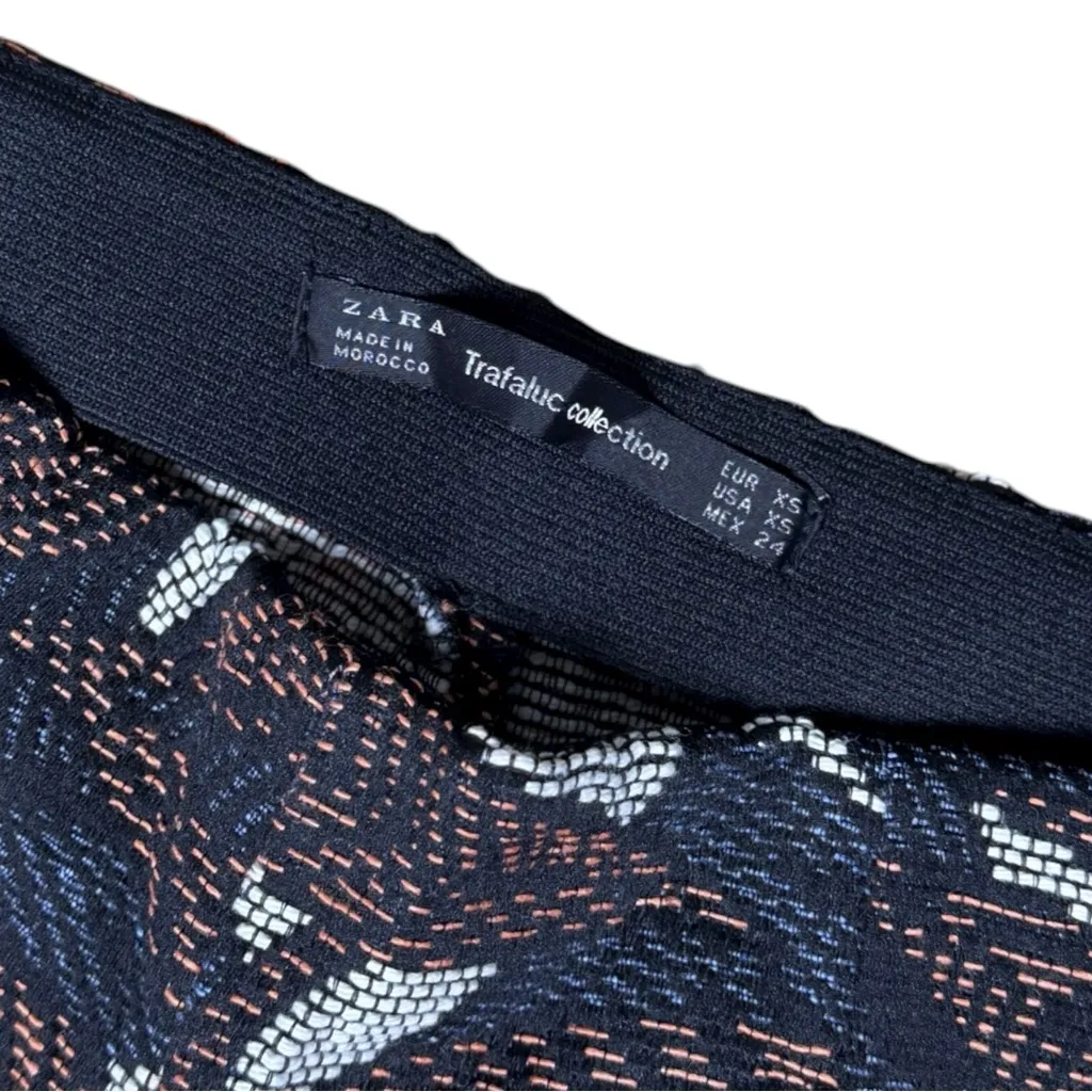 Zara Trafaluc High Waist Tripical Patterned Shorts XS Black, Orange, Blue - Image 6