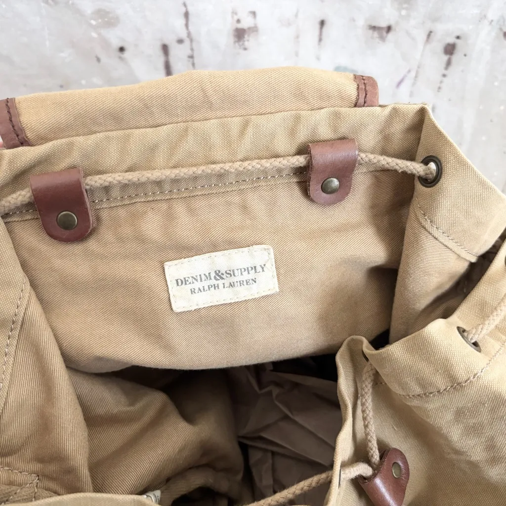 Ralph Lauren Denim & Supply Rucksack Brown Canvas Military Bag Shoulder Utility - Image 9