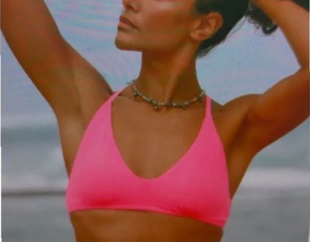 Andie Bikini Set Valencia Top 90s High Waisted Bottom Neon Pink size Medium NWT - Image 1