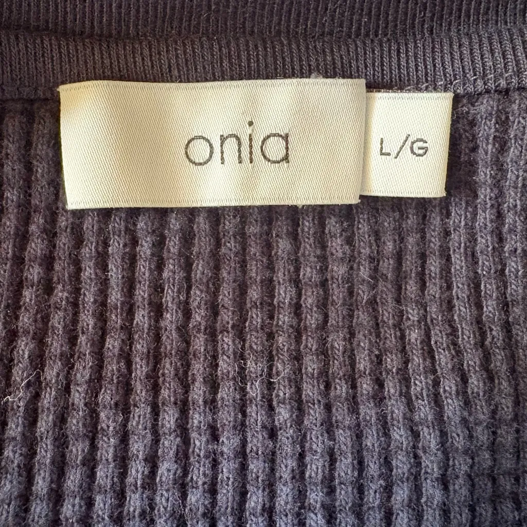 ONIA Waffle Knit Crop Top Deep Navy - Image 4