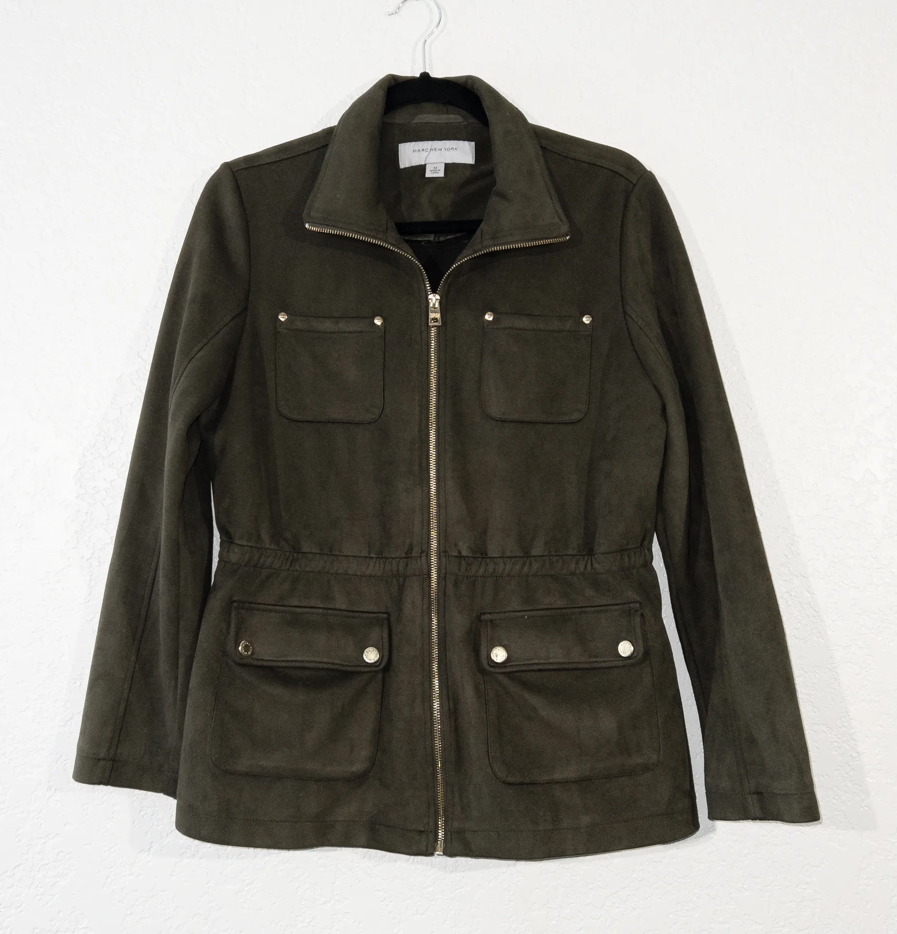 Andrew Olive Green Faux Suede Jacket Size Medium - Image 1