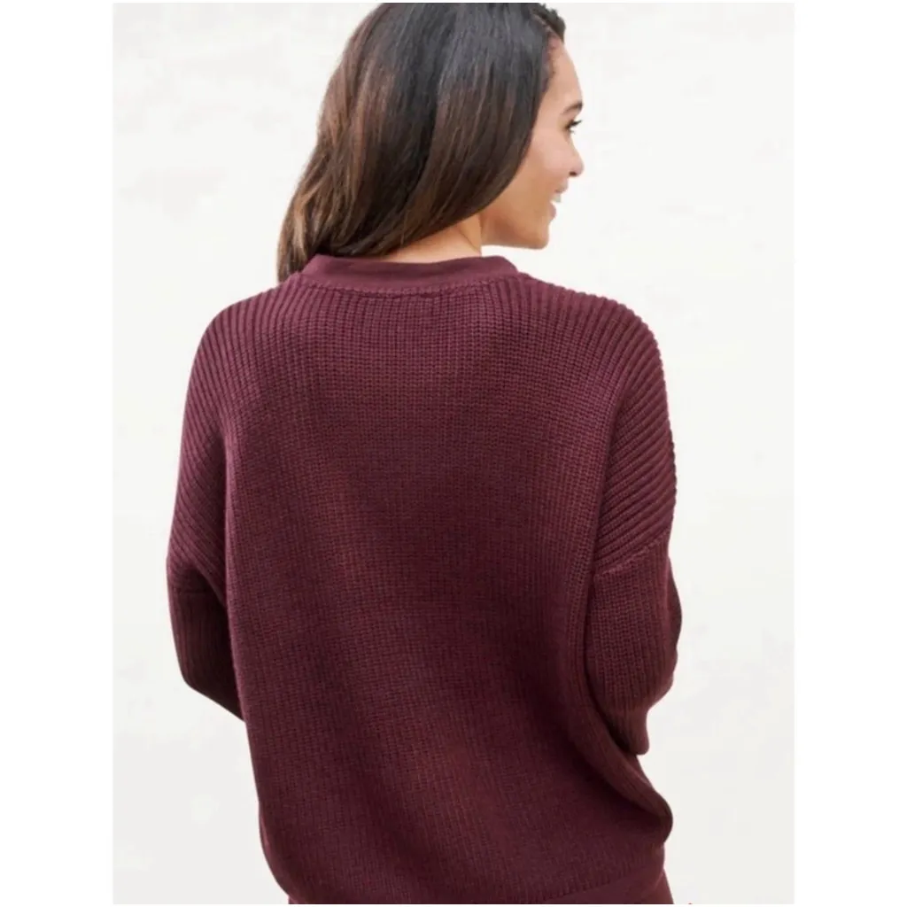 Splendid  Shea Sweater Mix Pullover S Black Cherry Ribbed Knit Lounge Oversized - Image 4