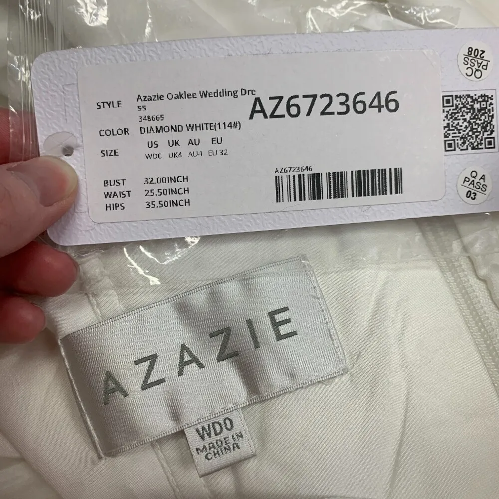 Azazie Oaklee Wedding Dress Womens WD0 White One Shoulder Sleeveless Gown NWT‎ - Image 6