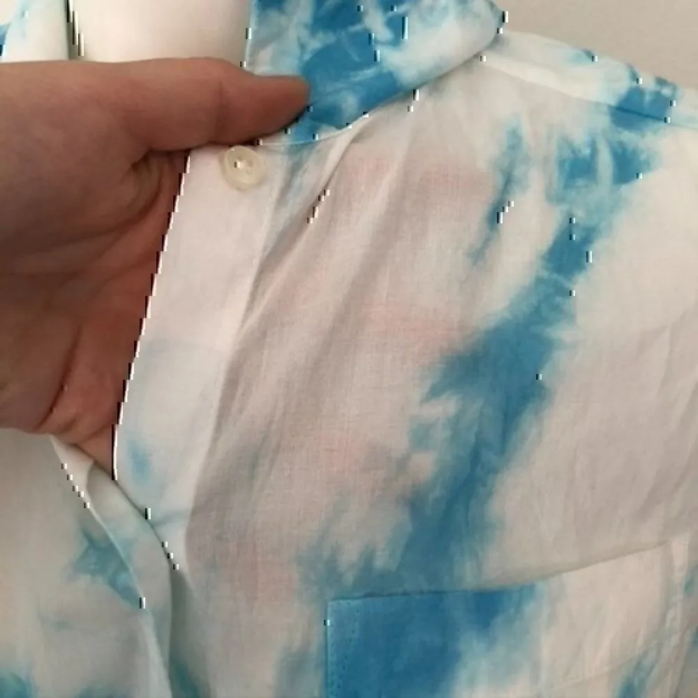 NEW NWT LUCKY BRAND Tie Knot Shirt Blue Tie Dye Button Down Short Sleeve Cotton - Image 6