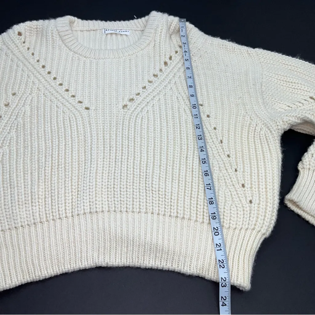 Apiece Apart Cream Crewneck Wool Sweater APPROX. Size LARGE No Size Tag *FLAWED - Image 13
