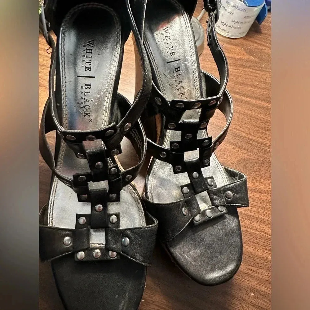 White House Black Market black wedge sandals - Image 4
