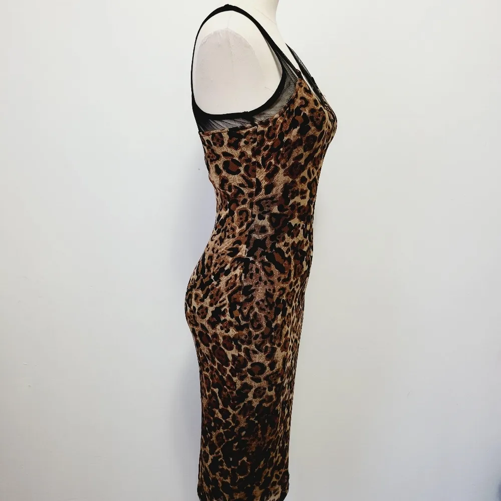 Zumiez Almost Famous leopard print mesh bodycon dress size small - Image 4