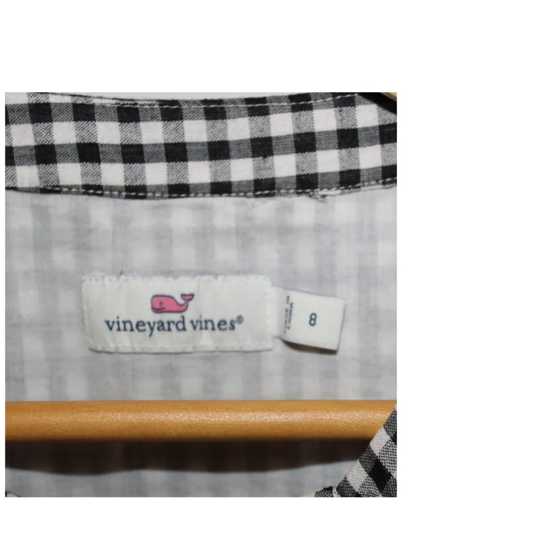 Vineyard Vines Gingham Seersucker Tie‎ Dress  Women's Size 8 Black - Image 3