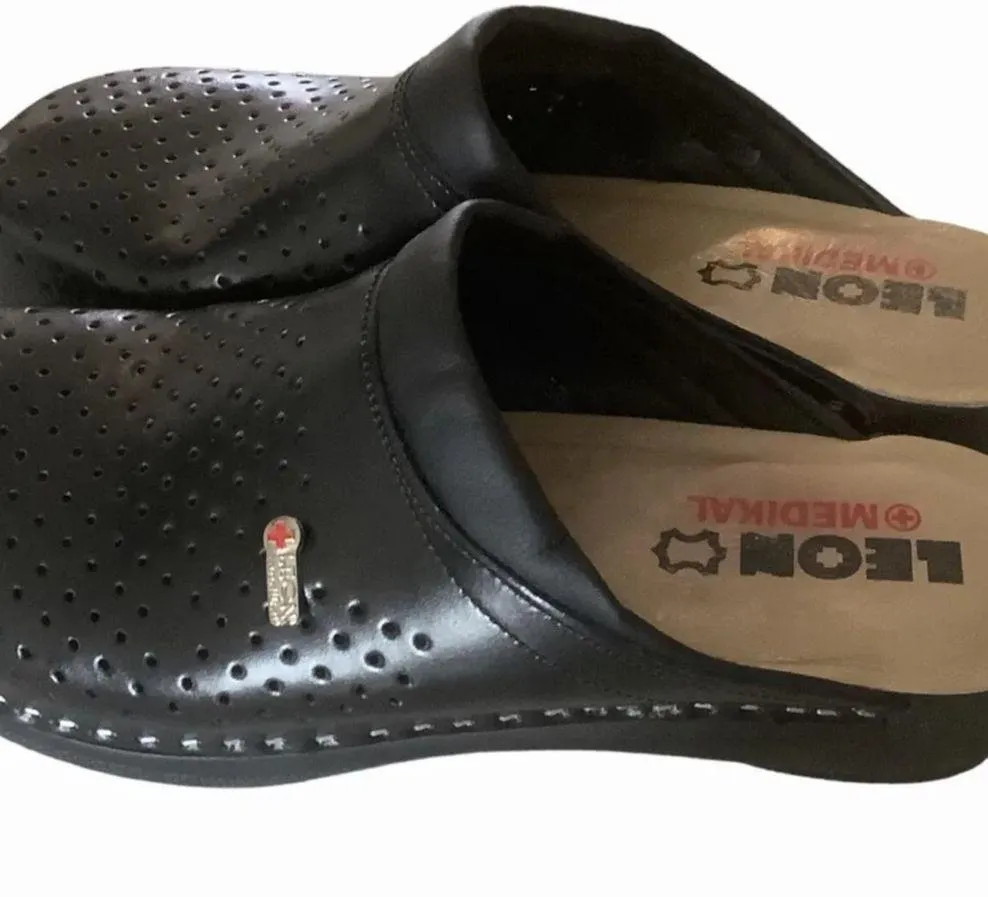 Leon PU100 anatomic shoe clogs genuine leather comfort medical anti - Image 3