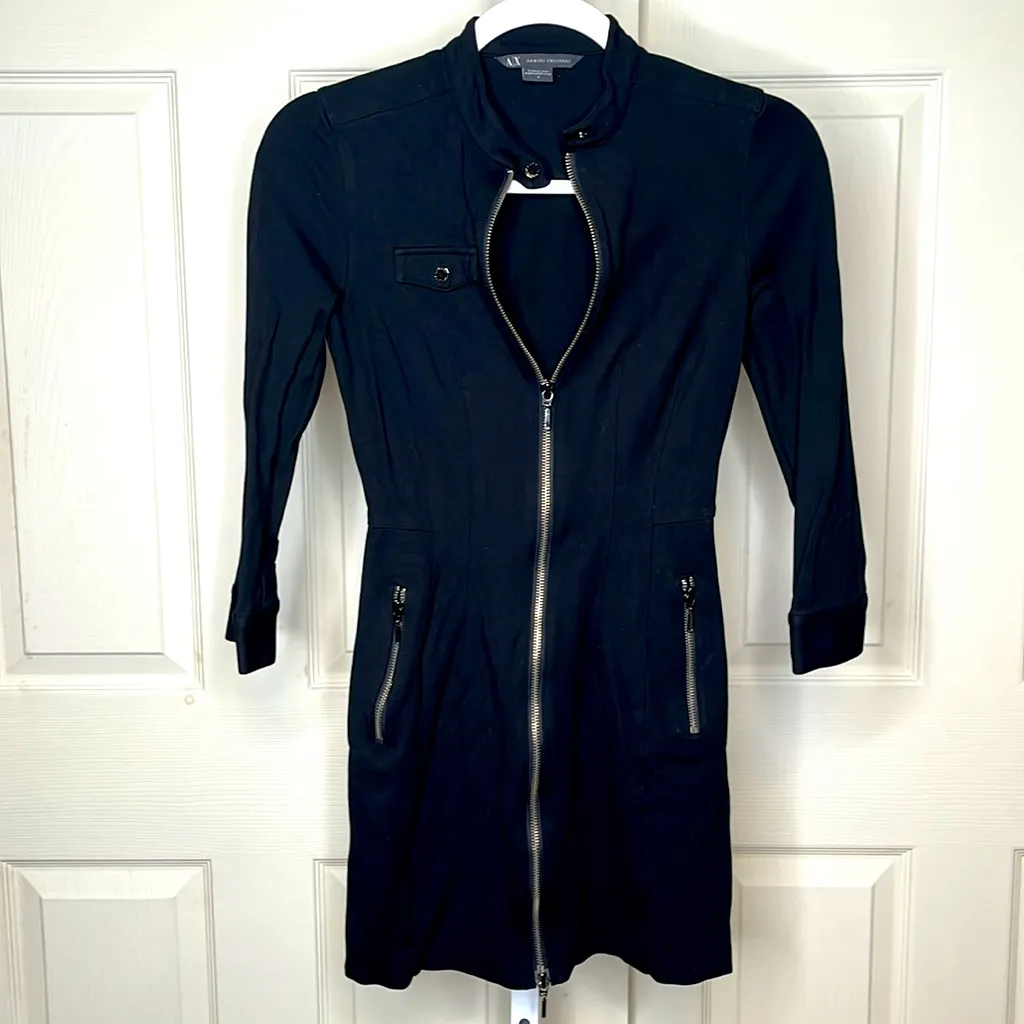Y2k Armani Exchange Women’s Zip up Mock Neck Dress size 0 - Image 12