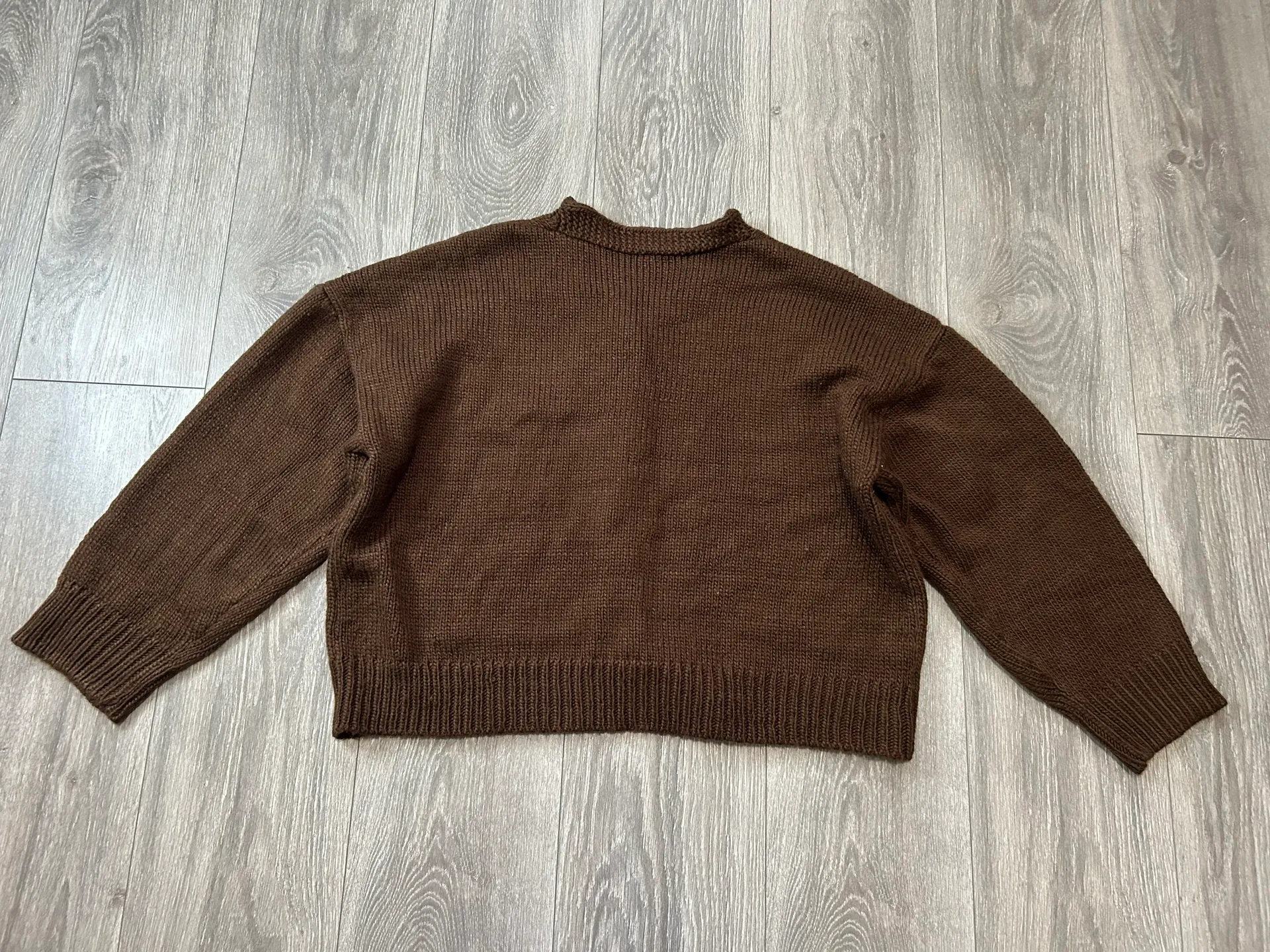 Women’s Brown Knit Cardigan Sweater Size Large - Image 3