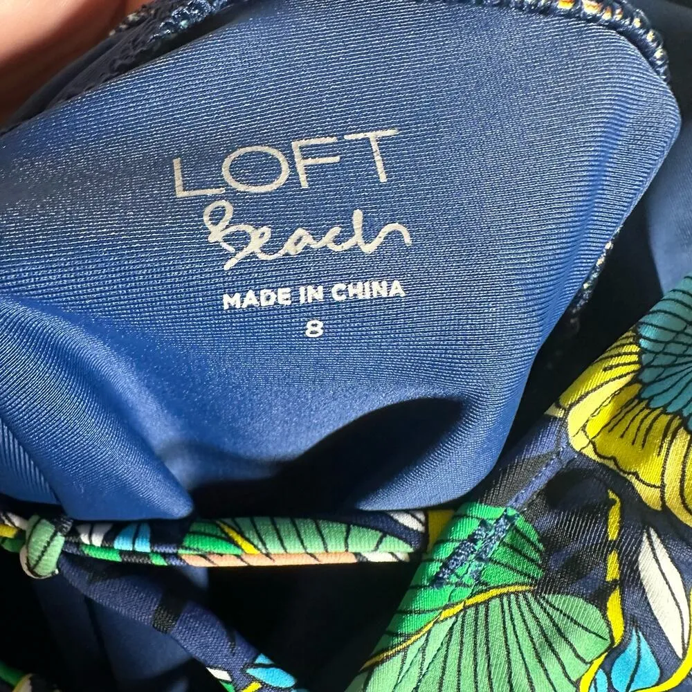 Loft Beach Women's Floral Colorful One Piece Swimsuit Size 8 Summer Vacation - Image 3