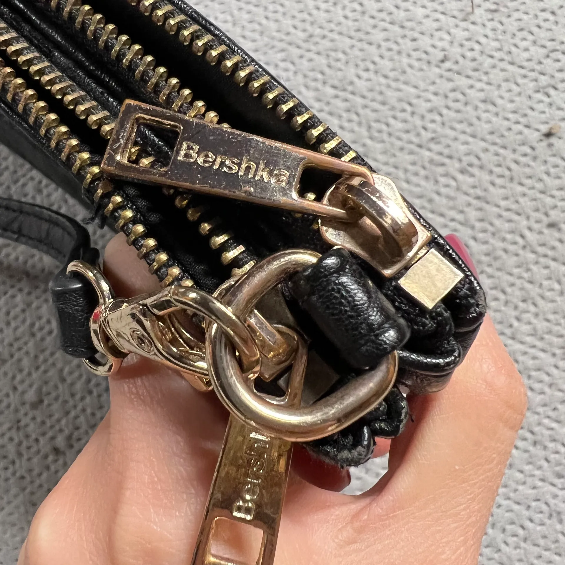 Bershka Bershke Black Faux Croc Embossed Crossbody Handbag Bag EUC - Image 10