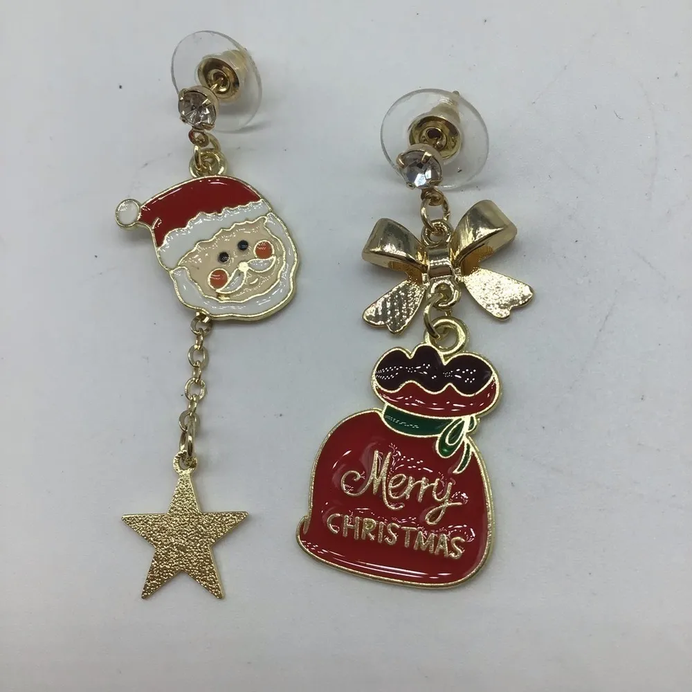 New Christmas SantaClaus gift bag fashion earrings Red - Image 8