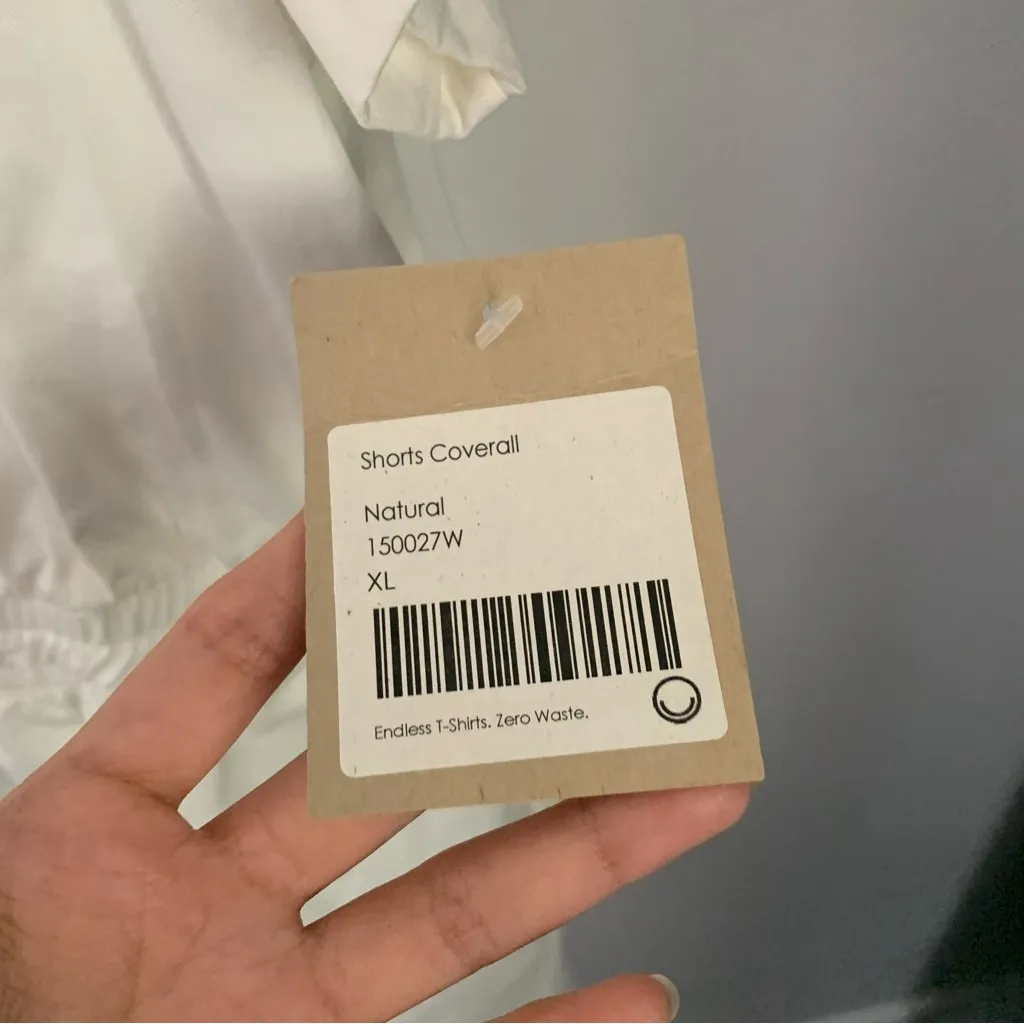 Fordays XL NEW Shorts Coverall Utility Short Sleeve Romper White Organic Cotton - Image 4