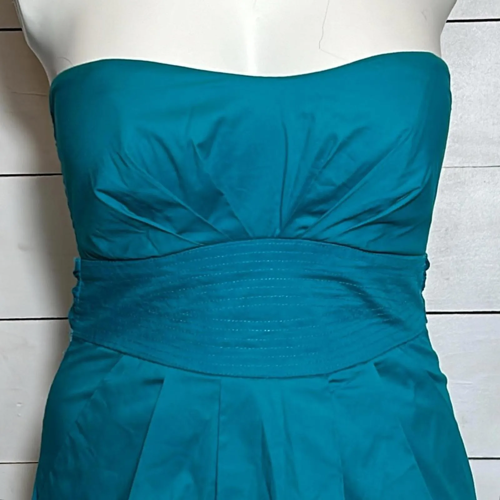 Windsor Womens Strapless Dress Size S Turquoise Bow Pockets - Image 2