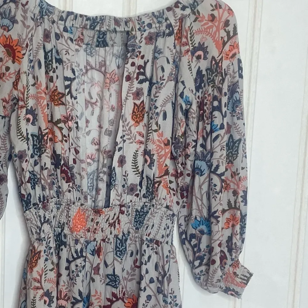 Free People Pretty & Free Grey Floral Long Sleeve Romper -249 - Image 8